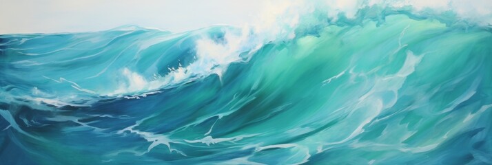 Obraz premium Majestic Ocean Waves Painting. Sea Wave Patterns In Blue And White. Digital Artwork. Generative AI