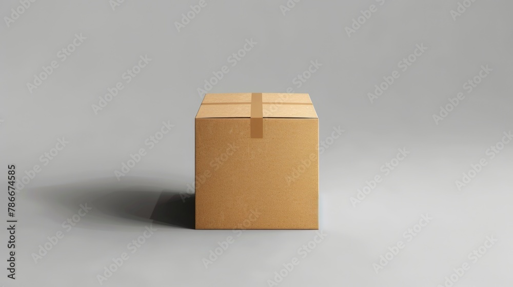 Poster A cardboard box placed on a table. Suitable for packaging and storage concepts