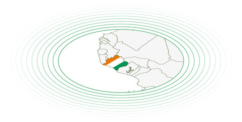 Ivory Coast oval map.