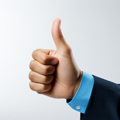 Business person showing thumbs up gesture isolated