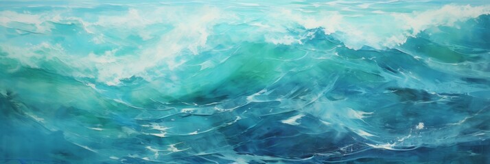 Fototapeta na wymiar Dynamic Sea Abstract Waves On Canvas. Aquatic Abstract Artwork. Generative AI