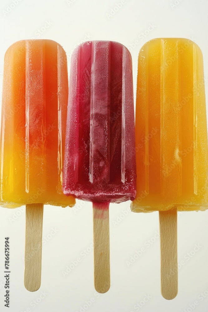 Poster A row of four popsicles stacked on top of each other. Great for summer themes