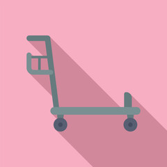 Luggage trolley icon flat vector. Airport storage. Cart transportation