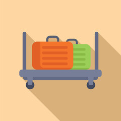 Full luggage trolley icon flat vector. Support platform. Tourism storage