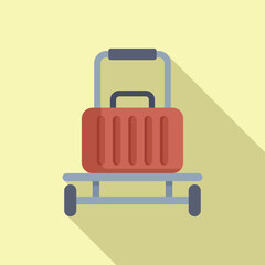 Luggage trolley with handbag icon flat vector. Delivery voyage. Steel object