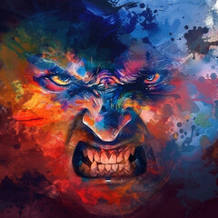 An illustration that captures the strength and energy of this complex human emotion called anger. Image made by artificial intelligence.	