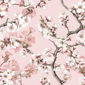 A pink wallpaper featuring a bunch of colorful flowers. Ideal for interior design projects