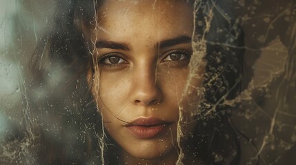 Steamed Glass Overlay woman portrait Photo Effect Mockup