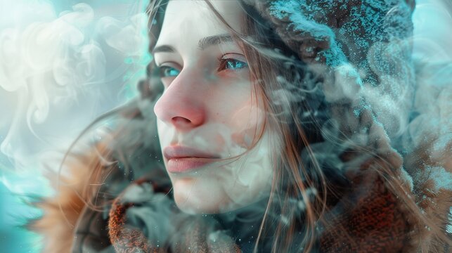 Steamed Glass Overlay woman portrait Photo Effect Mockup