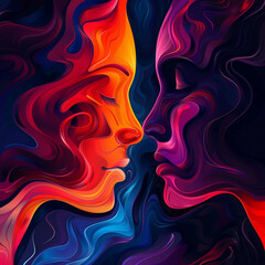 A beautiful illustration in celebration of Valentine's Day. Image produced by artificial intelligence.
