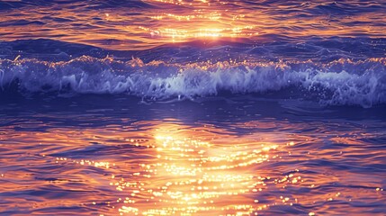 A pattern made by repeating a photograph showing the sun's reflection on ocean waves during the evening. - obrazy, fototapety, plakaty