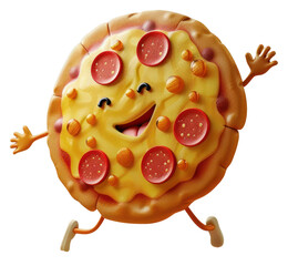 PNG 3d pizza character cartoon food anthropomorphic