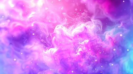Vibrant abstract background with pink and purple clouds and glitter.