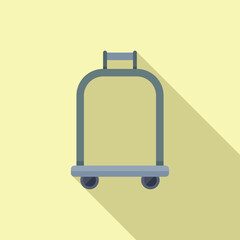 Solid luggage trolley icon flat vector. Metal object. Platform balance