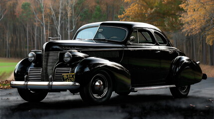 Beautiful 30s model car with white wall tires and chrome trim
 - obrazy, fototapety, plakaty