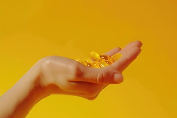 A person holding a handful of pills. Suitable for medical and healthcare concepts - obrazy, fototapety, plakaty