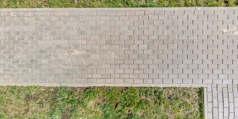 top view of the texture of paving slabs on pedestrian path - 786678328