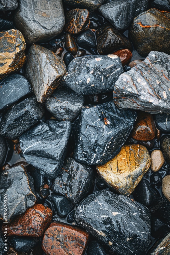 Poster close up of a pile of rocks, suitable for geological concepts