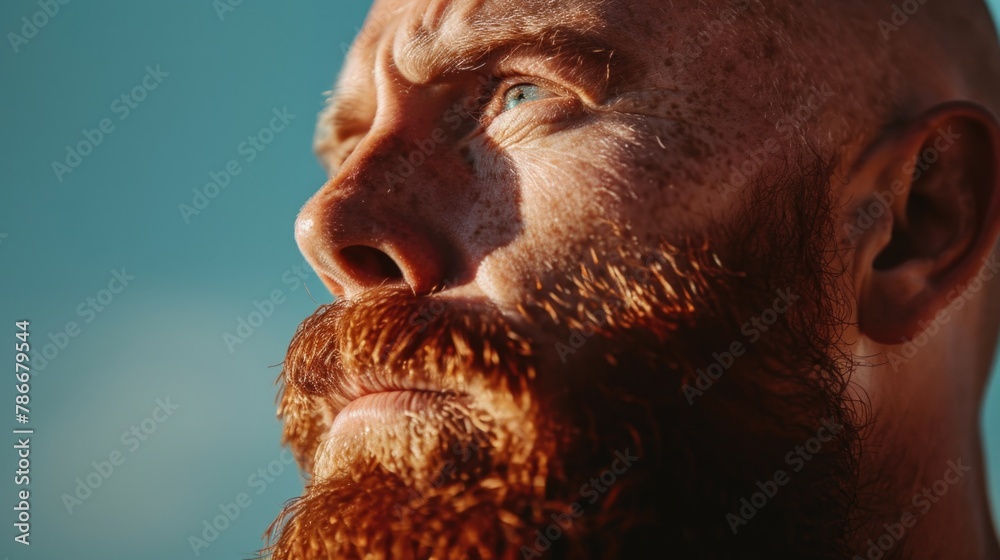 Aufkleber Close up shot of a man with a beard. Suitable for various projects