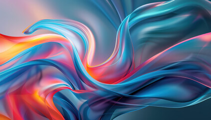 Abstract waves of vibrant colors flowing and intertwining. Visually captivating showcasing a dance of light and color.