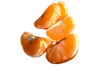 tangerine slices isolated on white background.