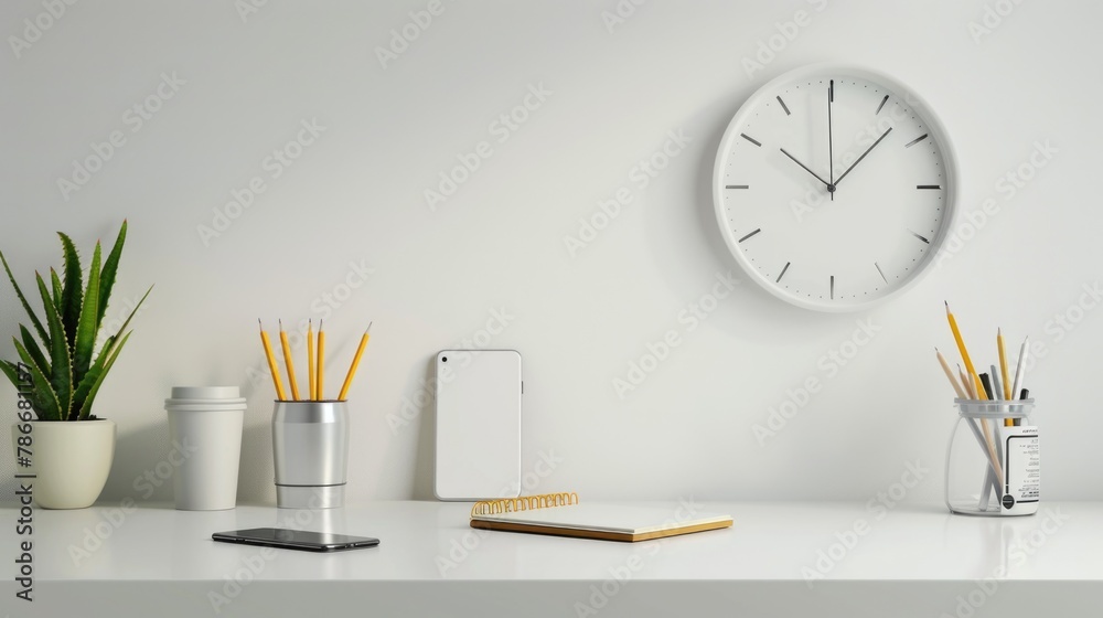 Poster a modern desk setup with essential items for work or study