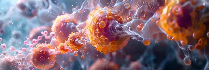 Fotobehang Biological Membranes Illustration 3D Image, CELLS BACTERIA UNDER MICROSCOPE  © celrk