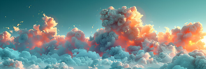 Cloud Computing Conceptual Illustration 3D Image,
Dramatic sky over idyllic landscape at dusk - obrazy, fototapety, plakaty
