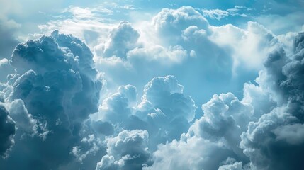 A scenic view of a plane flying through fluffy white clouds. Ideal for travel and aviation concepts