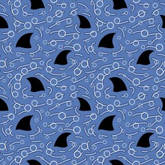 Summer print animals dolphin seamless shark fin pattern for fabrics and wrapping and kids clothes and beach textiles