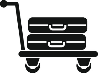 Object moving trolley icon simple vector. Security airport. Support tag move