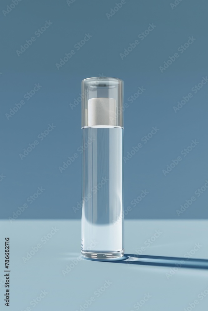 Poster a glass of water on top of a table. suitable for various concepts and designs