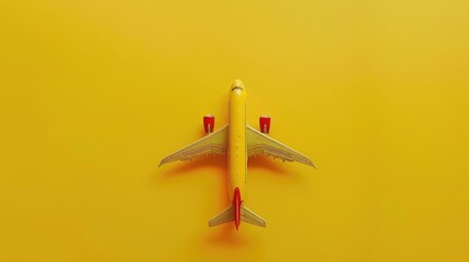 Model airplane on a bright yellow background. Perfect for travel or aviation concepts
