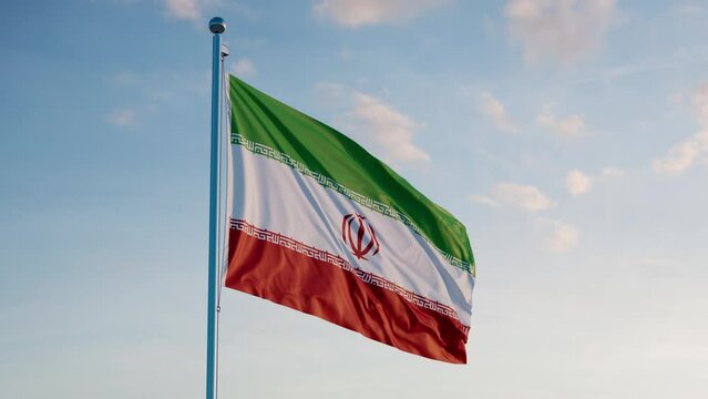 Iran Tehran Flag Cinematic Realistic Waving Dolly Out Islamic Republic