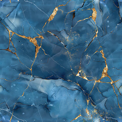 Blue and Gold Repeating Marble Pattern