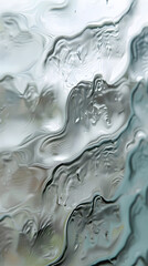 Fototapeta premium Liquid abstract background with drops, wet texture, smooth and shiny, flowing textures, light grey. Rain effect. Phone wallpaper for screen.