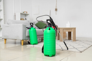 Disinfectant cylinders in living room