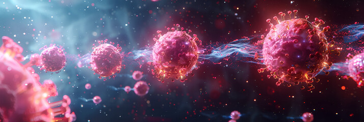 Natural Killer T Cells Attacking Cancer Cells 3D Image,
Bioengineered organism under a microscope