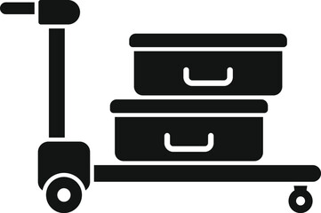 Move luggage trolley icon simple vector. Move weight. Help package