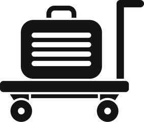 Luggage trolley with small bag icon simple vector. Delivery trip. Metal object