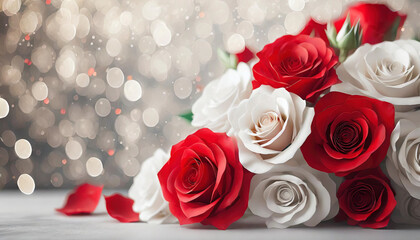 3D Red and White Roses with Ample Copy Space for Your Message