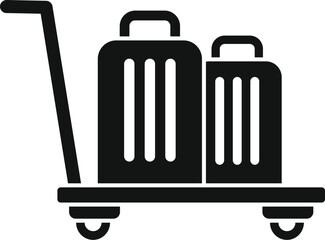 Airport luggage trolley icon simple vector. Support delivery. Lock balance