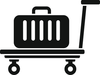 Bag on trolley platform icon simple vector. Move help. Service security
