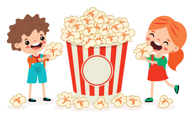 Vector Drawing Of A Popcorn