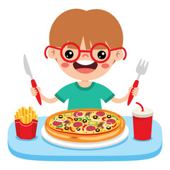 Food Concept With Cartoon Kid