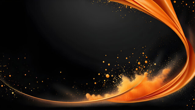 Luminous Orange Ribbons in the Abyss, Glowing Ribbon Dance Against Black, Vibrant Orange Ribbons in Cosmic Void, Brilliant Orange Ribbon Patterns in Darkness(Generative AI)