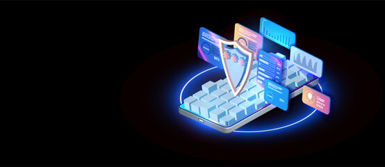 Digital Security Interface: A Vibrant Illustration of Online Data Protection and User Privacy