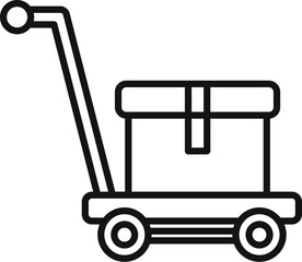 Luggage trolley with carton box icon outline vector. Security perfect. Delivery package