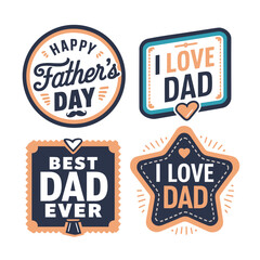 Fathers Day 2024, father Day stickers, EMBLEMS, BADGES pack Vector illustration.