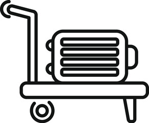 Service luggage trolley icon outline vector. Tour design. Airport voyage